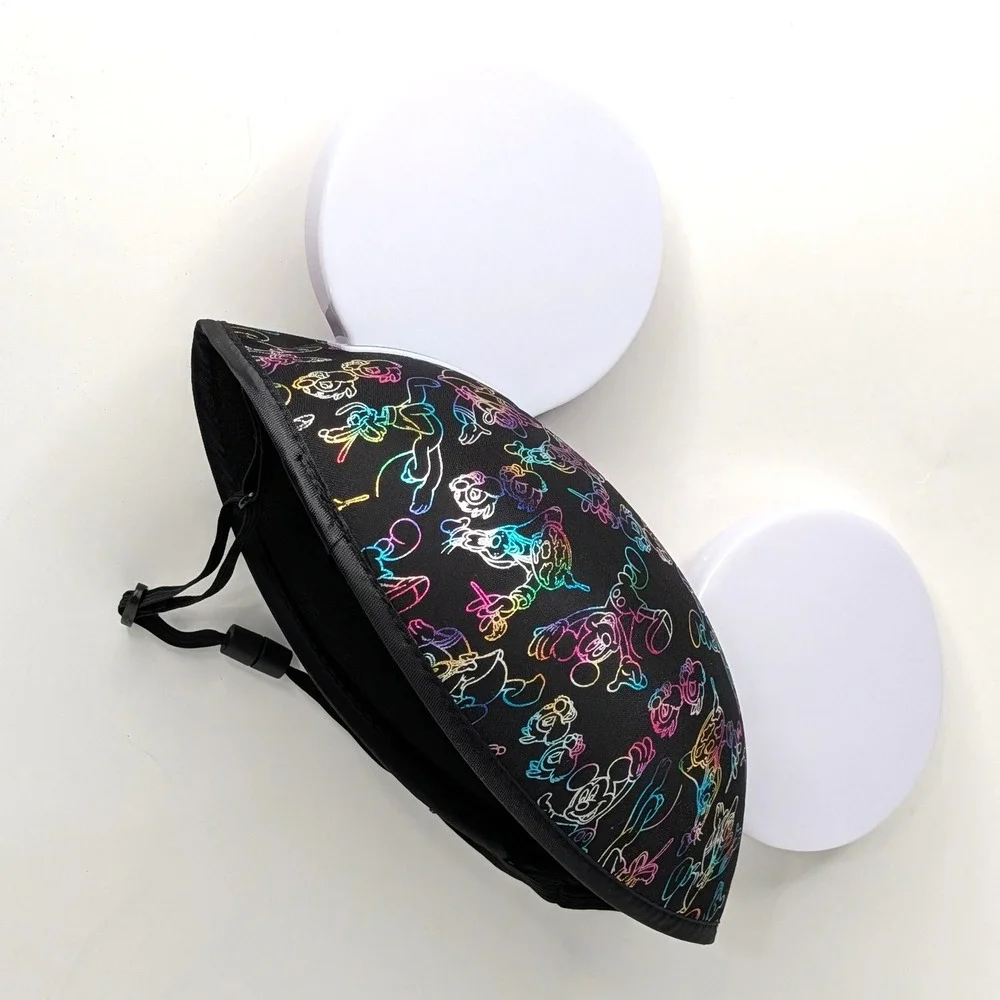 Disney Parks Made with Magic Light Up Mickey Mouse Ear Hat Adult Black Rainbow